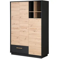 Roba Kleiderschrank Lenn , Anthrazit , Holz , 1 Schubladen , Rechteckig , 131.5x195x54 cm , Blauer Engel , Kinder- & Jugendzimmer, Kindermöbel, Kinderkleiderschränke