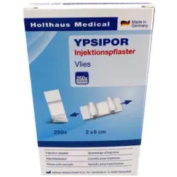 Holthaus Medical YPSIPOR Injektionspflaster, luftdurchlässig, Aus querelastischem Klebervlies mit platziertem Saugpolster, 1 Packung = 250 Stück, Maße: 2 x 6 cm