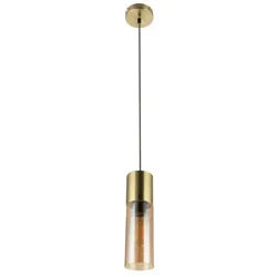 GLOBO LIGHTING Pendelleuchte, Leuchtmittel nicht inklusive, Pendel Hänge Leuchte Schlaf Gäste Zimmer Glas Messing Decken