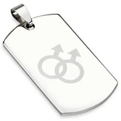 Order & Smile Schmuck Dog Tag Anhänger Edelstahl Anhänger Dog Tag Male Symbol silberfarben