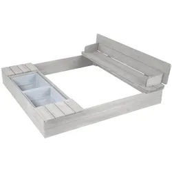 Roba Sandkasten aufklappbare Sitzbank + Spielwannen grau , Grau , Holz , Quadratisch , 125x20.5x120 cm , unisex , Outdoor Spielzeug, Sandkästen