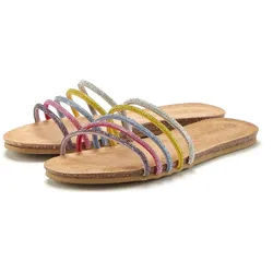 LASCANA Mule, Sandale, offener Schuh, Sommerschuh, Pantolette mit Lederanteil & Strasssteinchen silberfarben 40