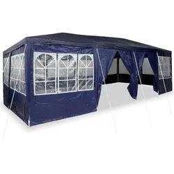 vidaXL Pavillon blau - mit Seitenwände Partyzelt mit 12 Seitenwänden Blau 8x4 m Polyet blau