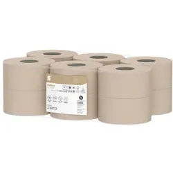 Satino PureSoft Jumbo Toilettenpapier, 2-lagig, JT1-kompatibel, Weiches und saugfähiges Premium Klopapier in 100% Recycling-Qualität, 1 Packung = 12 Rollen à 720 Blatt