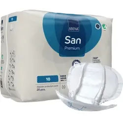 ABENA® San Premium Inkontinenzeinlagen, Größe 10, Geformte Einlage mit 360° Auslaufschutz, 1 Karton = 4 Packungen à 25 Stück