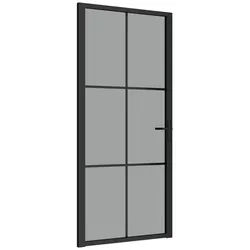 vidaXL Zimmertür 93 x 2015 cm Innentür 93x201,5 cm Schwarz ESG-Glas und Aluminium Zimme schwarz
