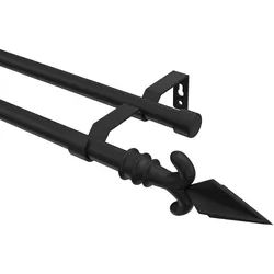 GARDINENSTANGE Olymp Matteo 480 cm (geteilt in 3 x 160 cm), 2-läufig (ohne Ringe), 16 mm Ø Schwarz