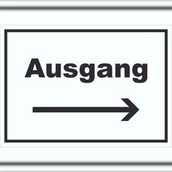 HB-Druck Ausgang Schild mit Text und Richtungspfeil rechts Exit Schluss waagerecht A5 (148x210mm)