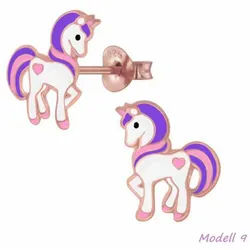 Order & Smile Schmuck Paar Ohrstecker Kinderohrstecker „Einhorn“: Mädchen Ohrringe Silber bunt