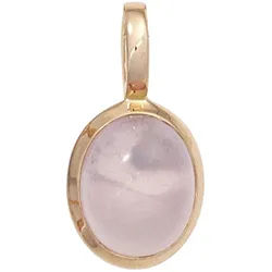 JOBO Kettenanhänger Anhänger Roségoldanhänger oval, 585 Roségold mit Rosenquarz rosa