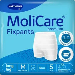 MoliCare® Premium Fixpants Fixierhosen, Fixierhöschen mit verlängertem Beinansatz für sicheren Halt der Vorlage, 1 Beutel = 5 Stück, Größe: M