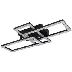 GLOBO LIGHTING LED Deckenleuchte SAPENA, LED fest integriert, Warmweiß, Deckenlampe, Kristalle, beweglich, Wohnbereich, Essbereich, Flur schwarz