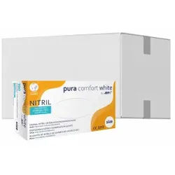 puracomfort white Nitrilhandschuhe, puderfrei, weiß, Unsterile Einmalhandschuhe mit Fingerspitzentexturierung, 1 Karton = 10 Packungen à 100 Stück, Größe S