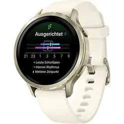 GARMIN Venu 4 41 mm Smartwatch Edelstahl und faserverstärktes Polymer Silikon, 18 mm, Handgelenkumfang 110-195 Beige/Lunargold