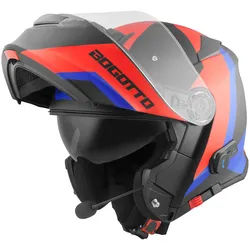 Bogotto V271 BT Zabu Bluetooth Klapphelm, schwarz-rot-blau, Größe S für Männer