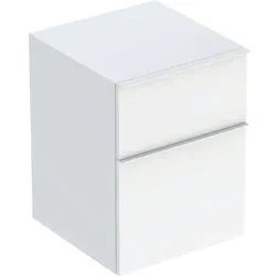 Geberit iCon Seitenschrank, 2 Schubladen, 45x60x47,6 cm, 502315, 502.315.01.1, Farbe: Front/Korpus: weiß/lackiert hochglänzend, Griff: weiß/pulverbeschichtet matt