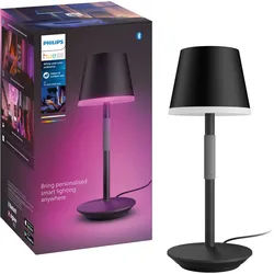 Philips Hue Smarte LED-Leuchte White & Color Ambiance Go Tragbare Tischleuchte schwarz, Abschaltautomatik, Bluetooth, CCT - über Fernbedienung, Dimmfunktion, Farbsteuerung, Farbwechsel, Leuchtdauer einstellbar, Memoryfunktion, Nachtlichtfunktion, RGB, Smart Home, Timerfunktion, dimmbar über Fernbedienung, erweiterbar, mehrere Helligkeitsstufen, LED wechselbar, RGB, Indoor und Outdoor schwarz