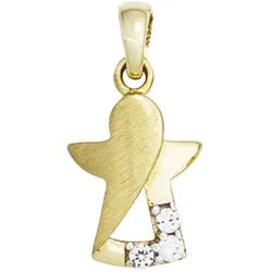 JOBO Engelanhänger Anhänger Schutzengel, 333 Gold mit Zirkonia gelb|goldfarben