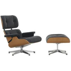 Vitra Lounge Chair XL und Ottoman grau, Designer Charles & Ray Eames, 84/63x89/42x85-92/56 cm