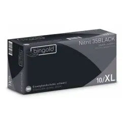 BINGOLD Nitril 35BLACK Einweghandschuhe, schwarz, Einmalhandschuh aus Nitril, schwarz und puderfrei, 1 Packung = 100 Stück, Größe XL