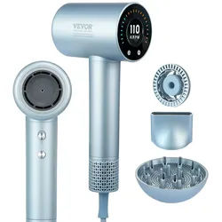 VEVOR Haartrockner 1500-1800 W Haarföhn 105.000U/min Föhn Trockner Haare 20,0 m/s Windgeschwindigkeit Dryer 75,0 dB Geräuschpegel Haarfön mit 4 Wärmeeinstellungen und 3 Windgeschwindigkeiten
