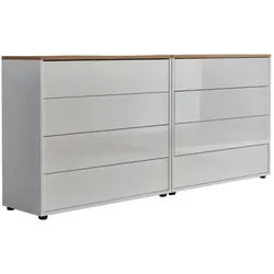 Mid.you Sideboard , Weiß, Eiche Artisan, Weiß Hochglanz , Holzwerkstoff , 8 Schubladen , 158x73x33 cm , erweiterbar, stehend , Kleinmöbel, Kommoden, Sideboards