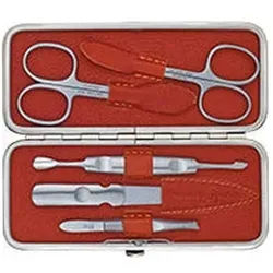 Dreiturm Solingen Maniküre-Etui Maniküre-/Pediküreset Solingen Terracotta 5-teilig - rot, 1 tlg. silberfarben