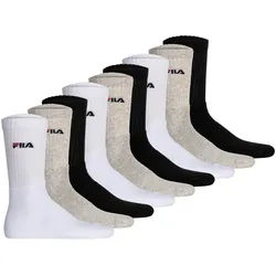 Kurzsocken FILA "Socken TENNIS SOCKS "FILA" 9P 9er Pack", Damen, Gr. 39-42, bunt (schwarz, weiß, grau), Obermaterial: 76% Baumwolle CO. 23% Polyester PES. 1% Elasthan EL., Socken