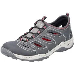 Rieker Slipper Trekking Schuh, Sandale, Sommerschuh mit praktischem Gummizug grau 44 EU