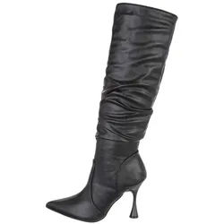 Ital-Design Damen Elegant High-Heel-Stiefel Pfennig-/Stilettoabsatz High-Heel Stiefel in Schwarz schwarz 39 EU