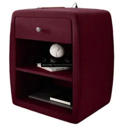 Luxusbetten24 Nachttisch Designer Nachttisch Lilly, mit USB-Anschluss Anschluss und Samtbezug rot