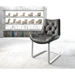 Freischwinger Taimi-Flex Echt-Leder Schwarz Freischwinger flach Edelstahl