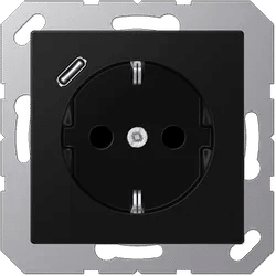 Jung A1520-18CSWM Schutzkontakt-Steckdose 16 A, mit USB-Ladegerät 1 x Typ C, SAFETY+, Serie A, graphitschwarz matt