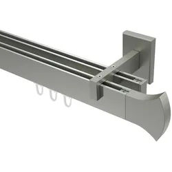 GARDINENSTANGE INNENLAUF Smartline Conex 400 cm (geteilt in 2 x 200 cm), 2-läufig, 14x35 mm Edelstahl-Optik