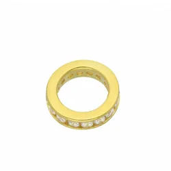 Adelia ́s Kette mit Anhänger Damen 333 Gold Anhänger Taufring mit Zirkonia Ø 12,4 mm, Schmuckset - Set mit Halskette goldfarben