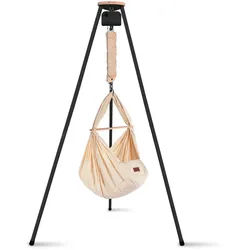 Schmusewolke Federwiege , Anthrazit, Beige , Metall, Kunststoff, Textil , Höhe ca. 4 cm , 135x194x135 cm , wendbar,Feder mit Sicherheitsseil , Babymöbel & Kindermöbel, Babyzimmer, Babybetten, Stubenwagen & Babywiegen