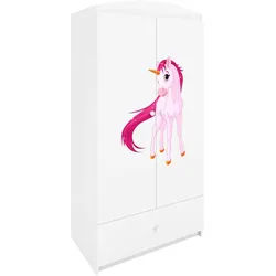 Raumhirsch Furniture Kinderkleiderschrank Einhorn , Weiß , Holzwerkstoff , Rechteckig , 90x175x52 cm , Babymöbel & Kindermöbel, Babyzimmer, Babykleiderschränke