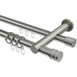 GARDINENSTANGE RUNDROHR-INNENLAUF Platon Estana 120 cm, 2-läufig, 20 mm Ø Edelstahl-Optik
