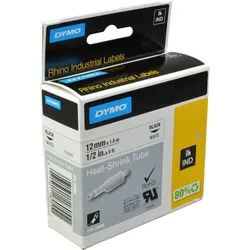 Dymo Schrumpfschlauch IND 18055 (S0718300) schwarz auf weiß 12mm x 1,5m