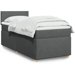 vidaXL Boxspringbett, Boxspringbett mit Matratze Dunkelgrau 100x200 cm Stoff