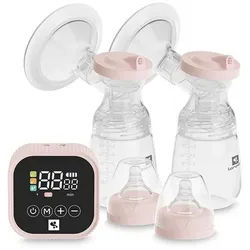 Lorelli Elektrische Doppelmilchpumpe Doppelmilchpumpe Eva, elektrisch Fassungsvermögen 180ml USB-Kabel Timer rosa