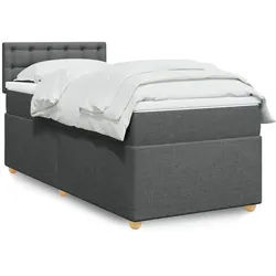 vidaXL Boxspringbett, Boxspringbett mit Matratze Dunkelgrau 90x200 cm Stoff