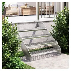 vidaXL Stufenmatte 90 x 24 x 7 cm Gitterroststufe 90x24x7 cm Verzinkter Stahl silberfarben