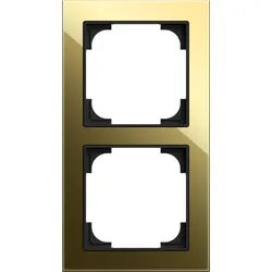 Busch-Jaeger 1722-4013 Abdeckrahmen 2-fach, Busch-art linear, schwarzglas / gold glänzend