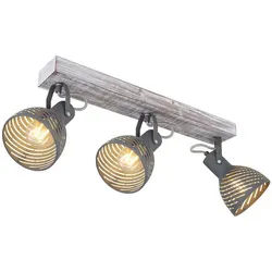 GLOBO LIGHTING LED Deckenspot, Leuchtmittel nicht inklusive, Deckenlampe Deckenleuchte beweglich Spotleiste Gitter Design Holz grau