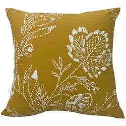 Ambia Home Zierkissen , Gelb, Weiß , Textil , Abstraktes , Füllung: Polyester,Polyester , 43x43 cm , AZO-frei , bügelfrei , Heimtextilien, Wohntextilien, Kissen, Zierkissen