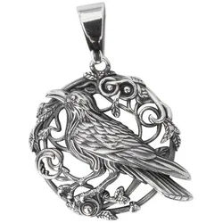 etNox Amulett Anhänger Rabe: Kelten Kette Edelstahl (Set, inkl. Band), pflegeleicht silberfarben