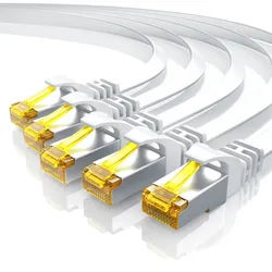 Primewire 5x LAN-Kabel CAT.7, RJ-45 (Ethernet), CAT 7 Flachband U/FTP Gigabit Netzwerkkabel 10 Gbit/s Patchkabel - 0,5m