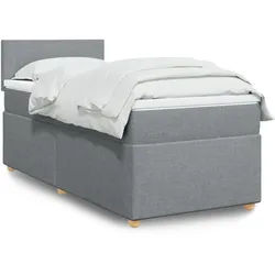 vidaXL Boxspringbett, Boxspringbett mit Matratze Hellgrau 90x190 cm Stoff