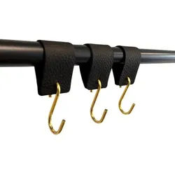 RSR Hangers Kleiderhaken Lederhaken Lederband für Hosen Jacken Schwarz Goldhaken Set, (6-St)